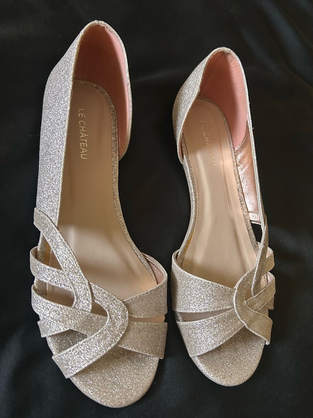 le chateau Glitter D'Orsay Peep-Toe Flats in Champagne Sparkle
